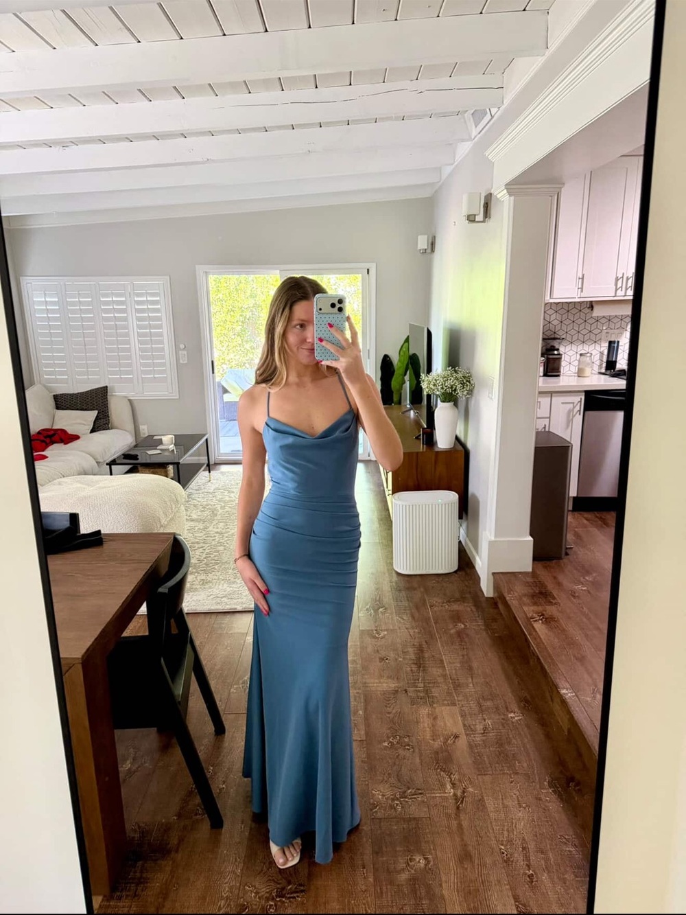 David’s Bridal steel blue bridesmaids dress in size 2 - Picture 2 of 8